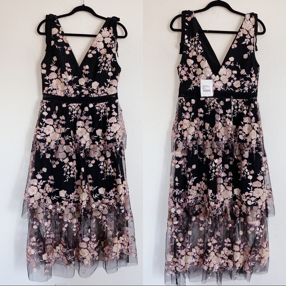 Self Portrait Sleeveless Midnight Floral Dress - Picture 6 of 13